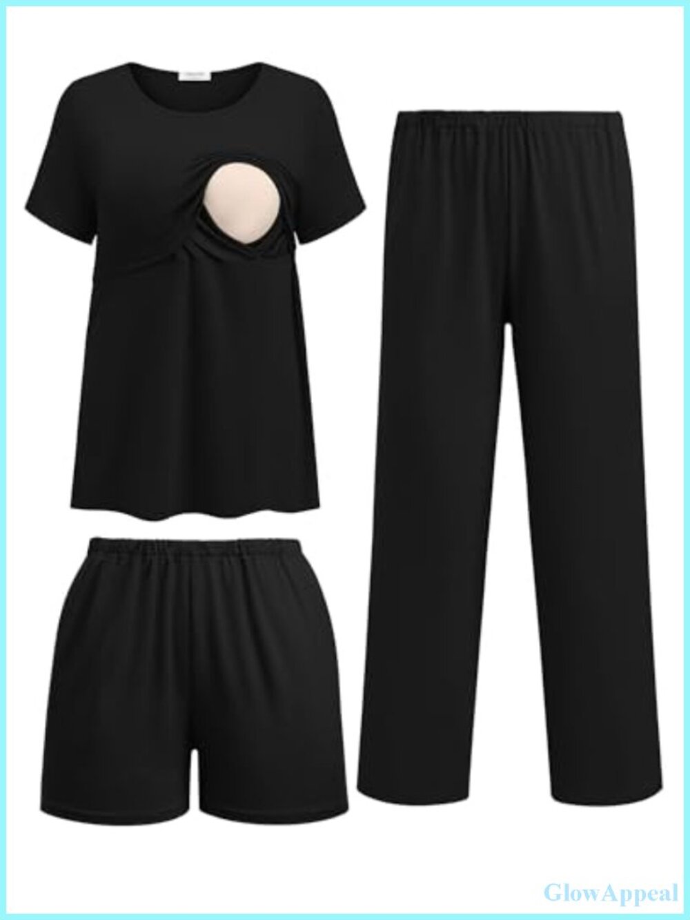 Ekouaer 3 Pack Postpartum Nursing Pajamas Set Maternity Breastfeeding Sleepwear